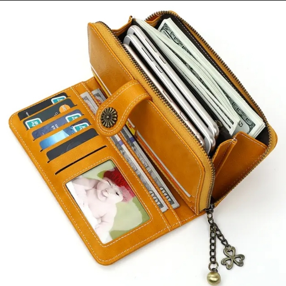 NEENA Womens Wallet Leather Bifold Card Holder with Zipper Coin Pocket - Picture 3 of 5